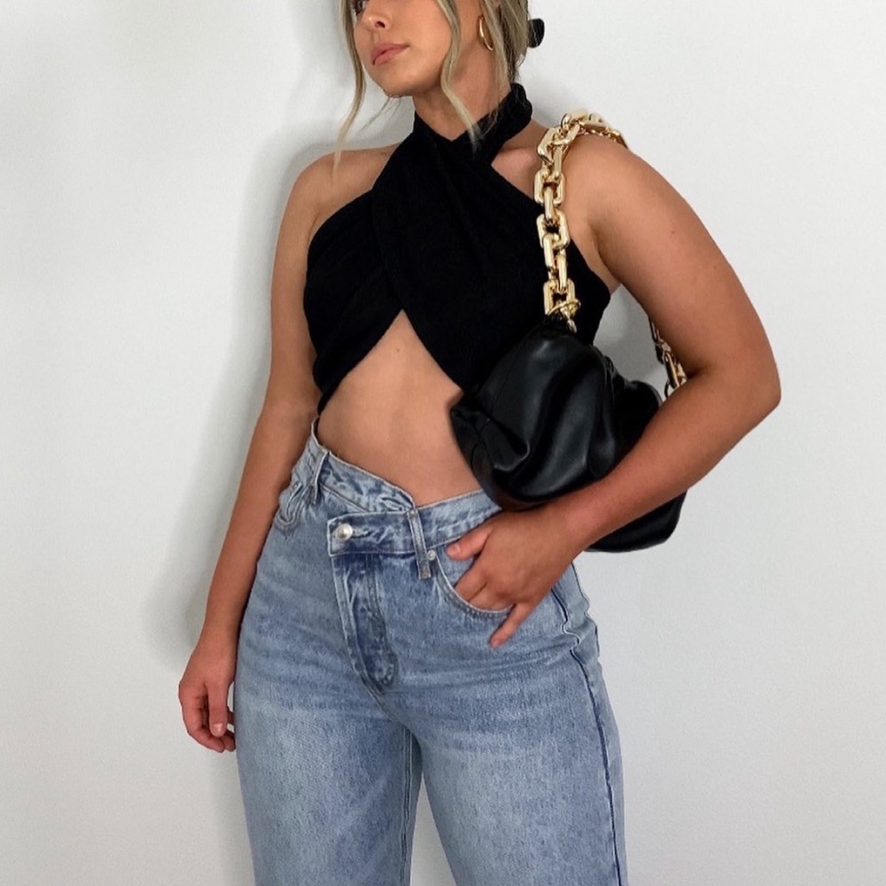 Black with gold chain Bottega Venetia look alike